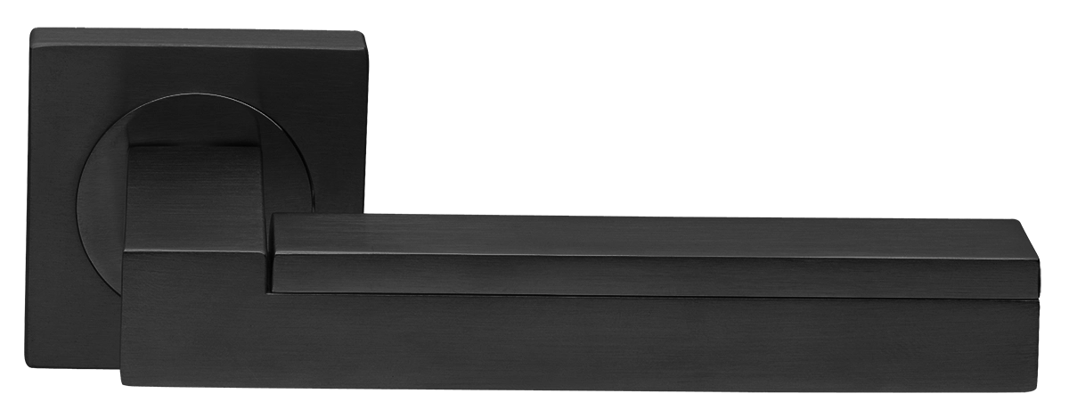 Ручка дверная ISLAND S2 NERO раздельная на квадратной розетке, цвет - черный фото купить Ростов-на-Дону