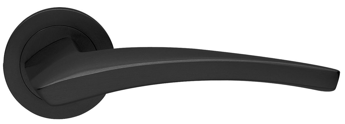 Ручка дверная WIND R2 NERO раздельная на круглой розетке, цвет - черный фото купить в Ростове-на-Дону