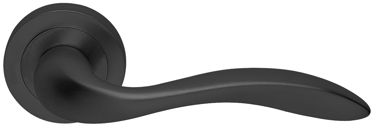 Ручка дверная LEON R2 NERO раздельная на круглой розетке, цвет - черный фото купить в Ростове-на-Дону
