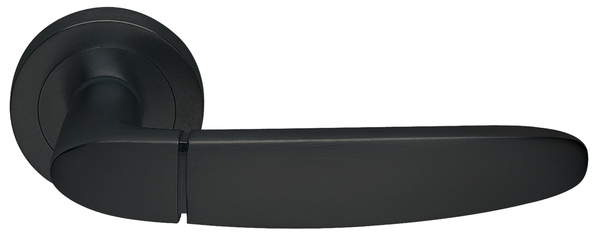 Ручка дверная SAIL R2 NERO раздельная на круглой розетке, цвет - черный фото купить в Ростове-на-Дону