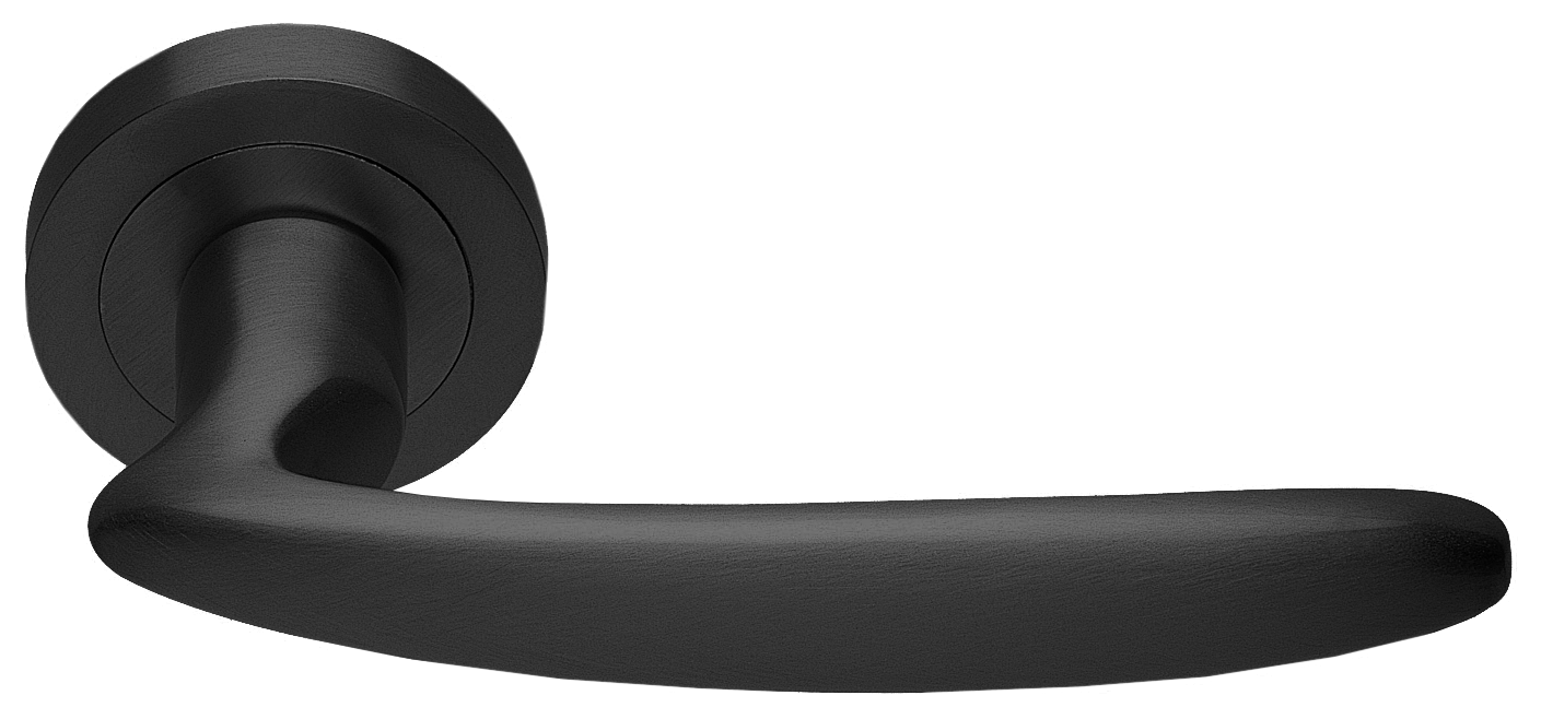 Ручка дверная FLAMINGO R2 NERO раздельная на круглой розетке, цвет - черный фото купить в Ростове-на-Дону