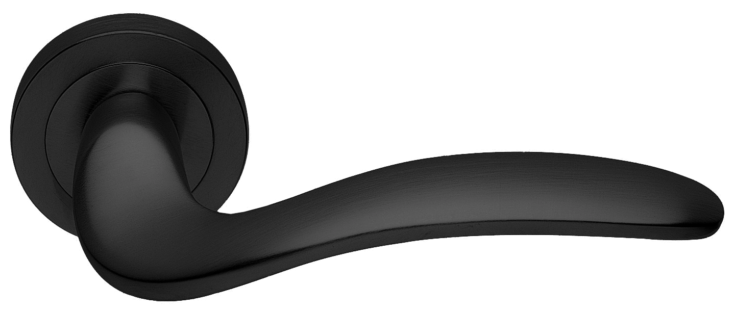 Ручка дверная COBRA R2 NERO раздельная на круглой розетке, цвет - черный фото купить в Ростове-на-Дону