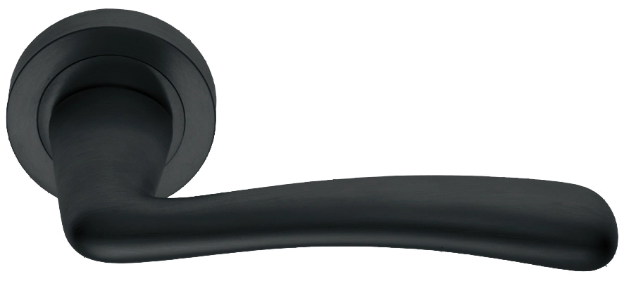 Ручка дверная COCKATOO R2 NERO раздельная на круглой розетке, цвет - черный фото купить в Ростове-на-Дону