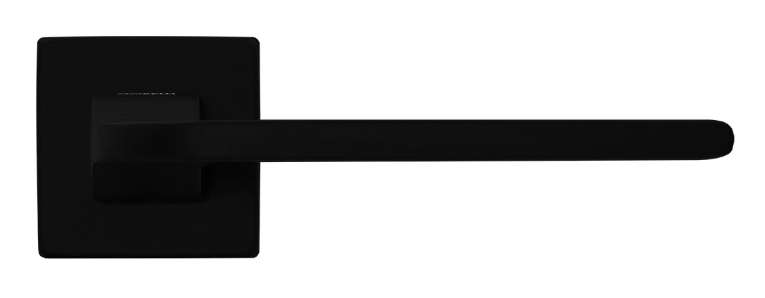 Ручка дверная SPUTNIK S5 NERO-ST на квадратной розетке, цвет черный soft-touch, ЦАМ фото фурнитура Ростов-на-Дону
