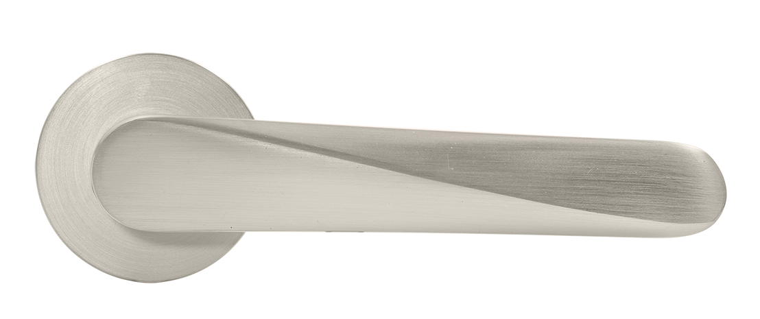 Ручка дверная CAYAN MH-58-R6 MSN раздельная на круглой розетке 6 мм, цвет матовый сатинированный никель, ЦАМ фото купить в Ростове-на-Дону