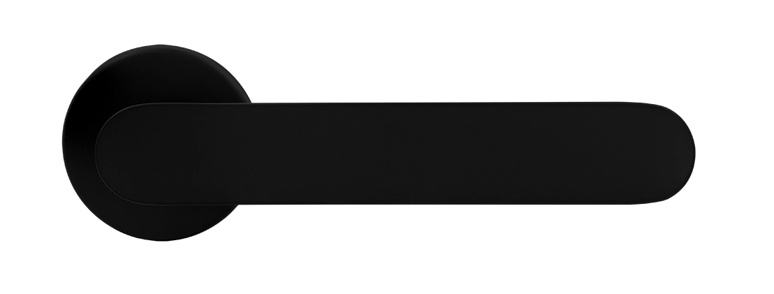 Ручка дверная LE BOAT R5 NERO-ST раздельная на круглой розетке, цвет черный soft-touch, латунь фото купить в Ростове-на-Дону