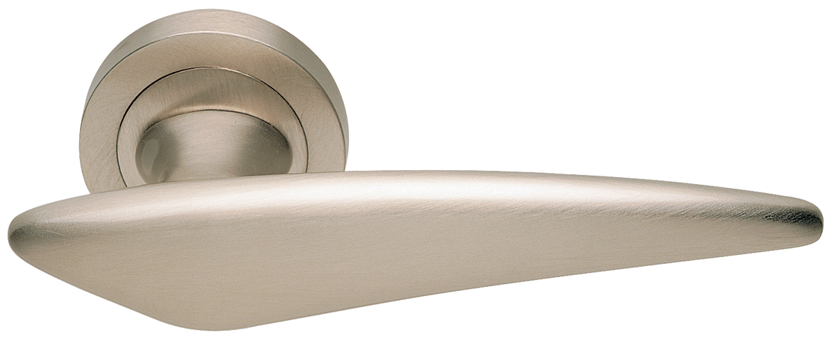 Ручка дверная BOLID R2 NIS раздельная на круглой розетке, цвет матовый никель, латунь фото купить Ростов-на-Дону