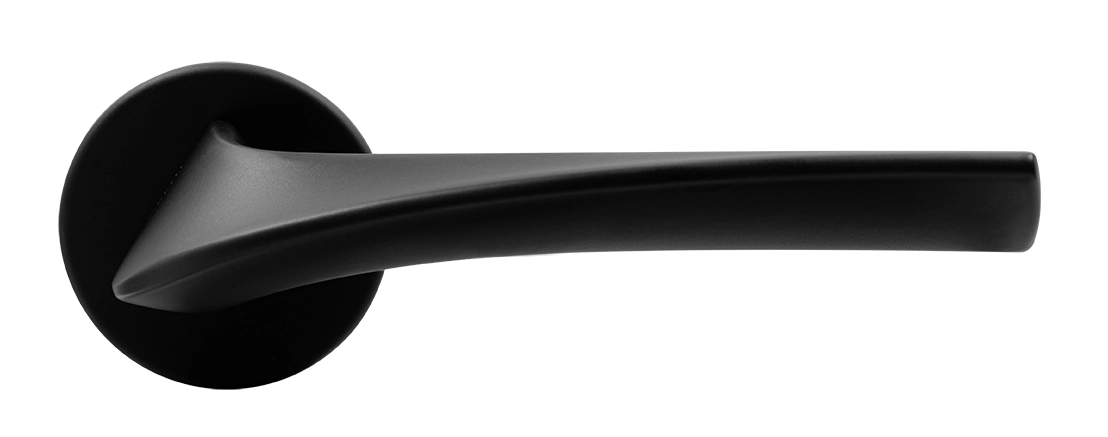 Ручка дверная COMETA R5 NERO-ST на круглой розетке цвет черный soft-touch, ЦАМ фото купить в Ростове-на-Дону