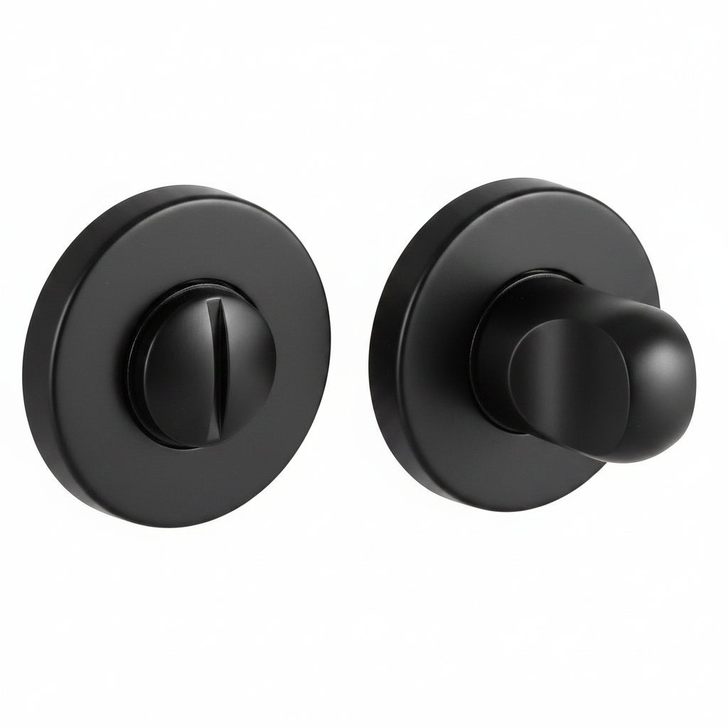 Завертка сантехническая LUX-WC-R3-E NERO-ST на круглой розетке цвет черный soft-touch, ЦАМ фото купить Ростов-на-Дону