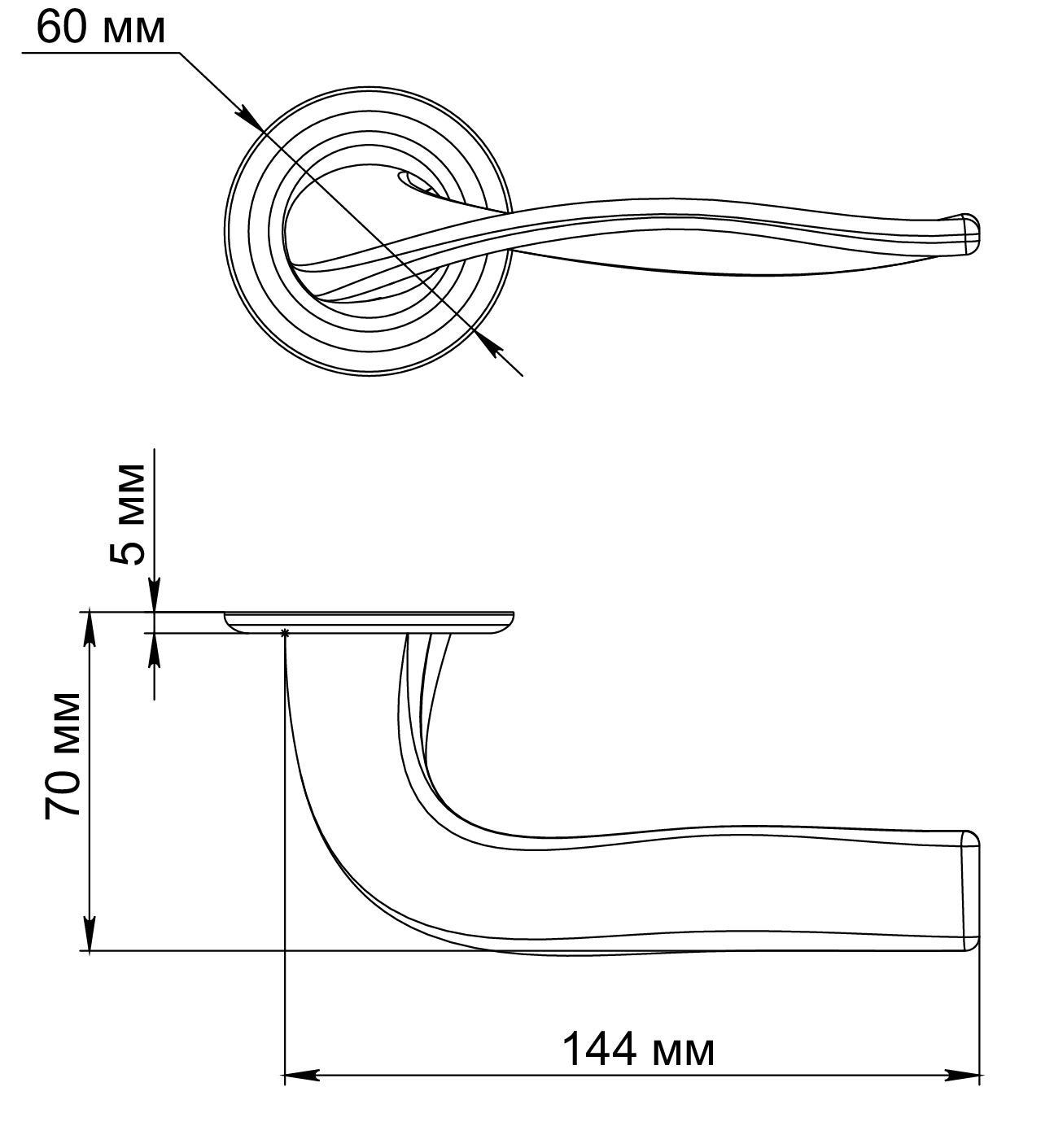 Ручка дверная SKYSCRAPER R7 AH на круглой розетке, цвет Осенний мёд/Autumn Honey фото фурнитура Ростов-на-Дону