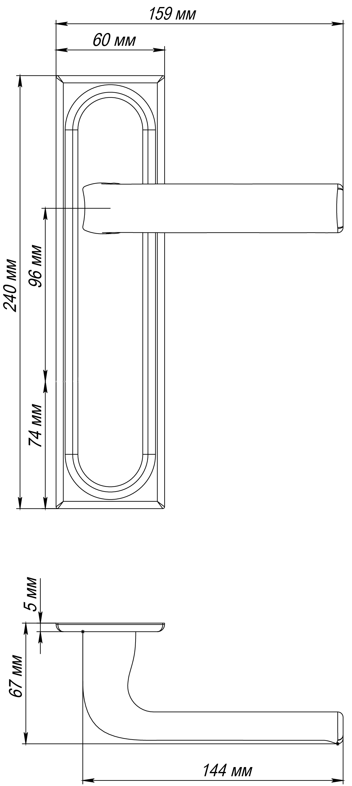 Ручка дверная THE BUS STATION PLS SST на планке, цвет Летняя гроза/Summer Storm фото фурнитура Ростов-на-Дону