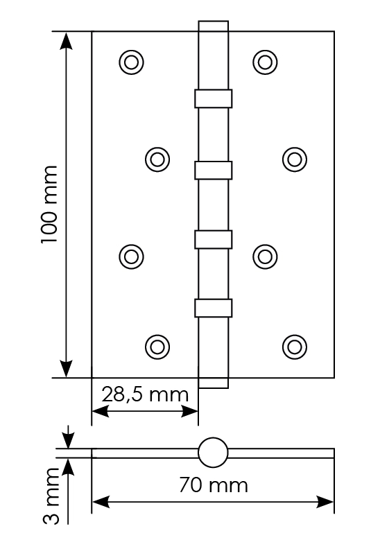 Петля универсальная карточная MBU 100X70X3-4BB AB латунь, врезная, цвет бронза фото купить в Ростове-на-Дону