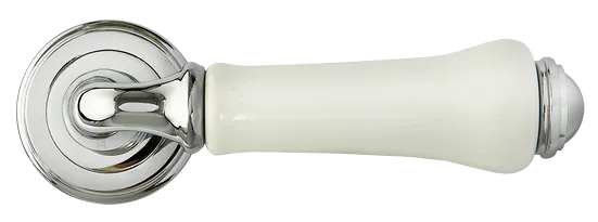 Ручка дверная UMBERTO MH-41-CLASSIC PC/W раздельная на круглой розетке, цвет- хром/белый, ЦАМ фото купить в Ростове-на-Дону