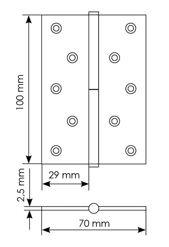 Петля разъемная  карточная MSD 100X70X2.5 W R стальная правая, врезная, цвет белый, сталь фото купить в Ростове-на-Дону