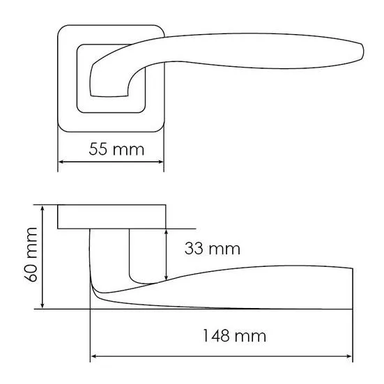 Ручка дверная SHELL MH-45 GR/CP-S55 раздельная на квадратной розетке, цвет графит/хром, ЦАМ Light фото купить в Ростове-на-Дону