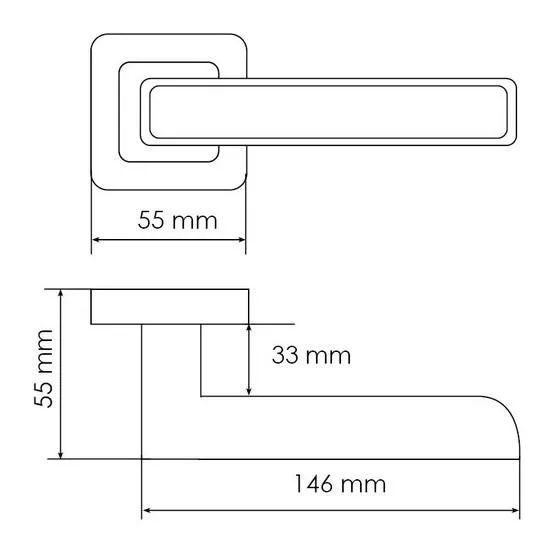 Ручка дверная FLEX MH-44 GR/CP-S55 раздельная на квадратном основании, цвет графит/хром, ЦАМ Light фото купить в Ростове-на-Дону