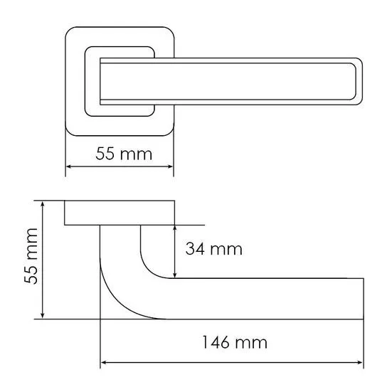 Ручка дверная EON MH-46 GR/CP-S55 раздельная на квадратной розетке, цвет графит/хром, ЦАМ Light фото фурнитура Ростов-на-Дону