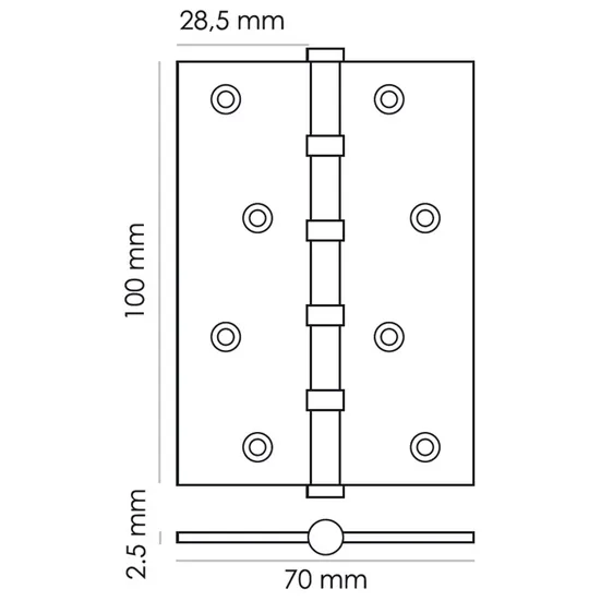 Петля карточная универсальная MS 100X70X2.5-4BB BL, врезная, цвет черный, сталь фото купить в Ростове-на-Дону