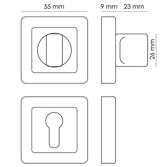 Завертка сантехническая MH-WC-S55 GR/PC квадратная цвет графит/хром фото купить в Ростове-на-Дону