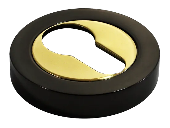 LUX-KH-R2 NNO, накладка на евроцилиндр, цвет - черный хром/золото фото купить Ростов-на-Дону
